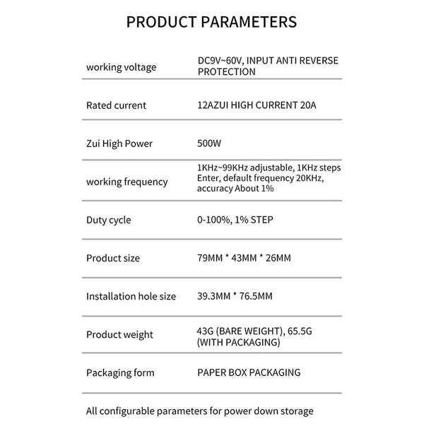 Pwm Dc -moottorin nopeudensäädin Moottorin tuulettimen ohjain Näytöllä Moottorin ohjain 9-60v/12a /500w  (FMY)