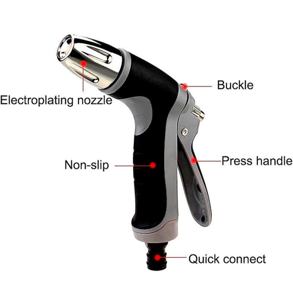 1 kpl korkeapaineinen tehokas puutarhan vesisuihku, säädettävä vesisuutin auton pesuun ja puhdistukseen (FMY)