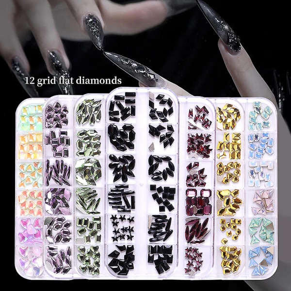 Multi Shapes Glas Crystal Ab Rhinestones Flatback Nail Crystals Shiny Nail (FMY)