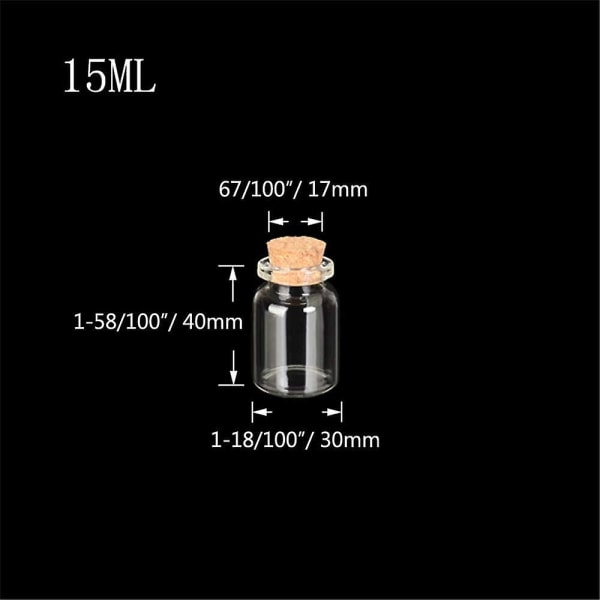 36st 15ml tomma klara små glasflaskor Meddelandeflaskor Önskeflaskor Burk med korkar för hembröllopsfest Hantverksfavoriter Dekoration (FMY)