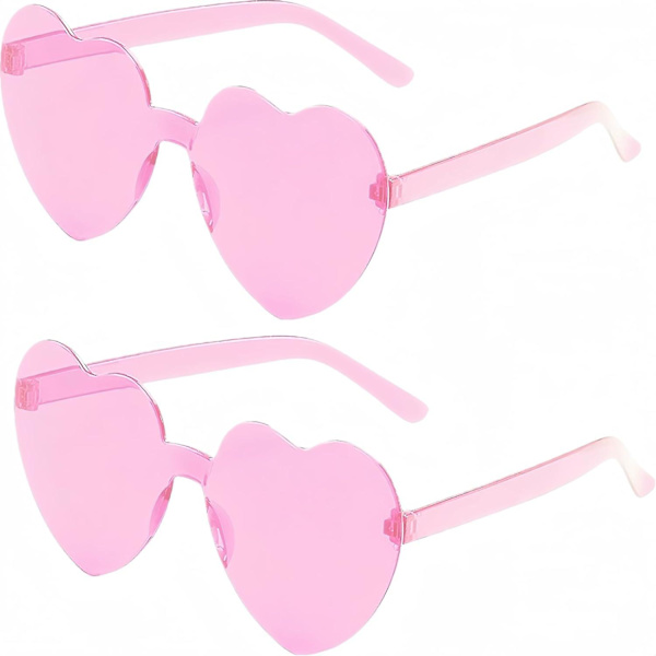 Hjertebriller Hjerteformet Rammeløse Briller Trendy Transparent Farve Fest Solbriller  (FMY) a2