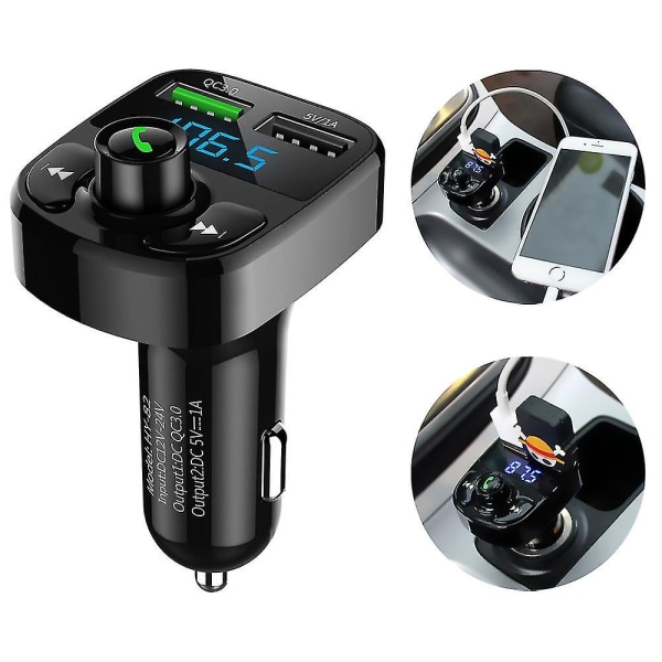 Bil Bluetooth FM-sender Dobbel Usb-hurtiglader Mp3-musikkspiller Håndfri Tf-kort (FMY)