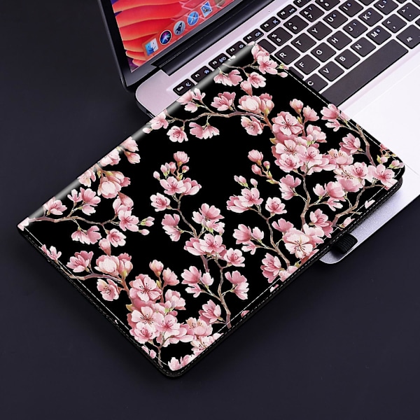 Maltet Cover i Læder med Malet Design til Samsung Galaxy Tab A 9.7 T550 T555 P550 (FMY) Plum Bossom