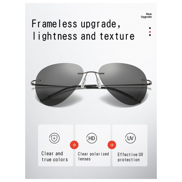 Solglasögon Ultralätt ramlösa hopfällbara titan lätta solglasögon Padda för män körspegel polariserade solglasögon (FMY)