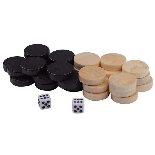 Trebrikker for Backgammon, Sjakkbrikker, 32 stk Trebrikker 1,9 cm/0,7 tommer, Backgammon Sjakkbrikker for Barn Brettspill Læring Camping ind  (FMY)