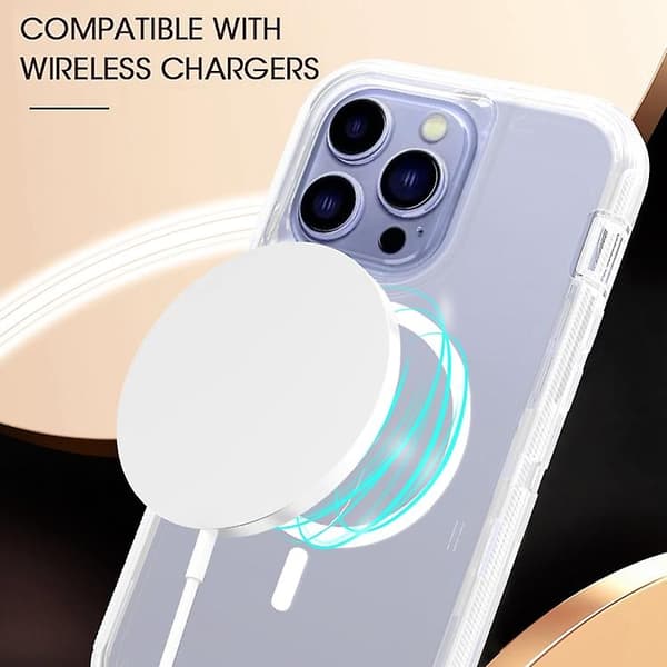 Støtsikkert MagSafe magnetisk telefondeksel til iPhone 14 Pro (FMY) Transparent Grey For iPhone 14 Pro