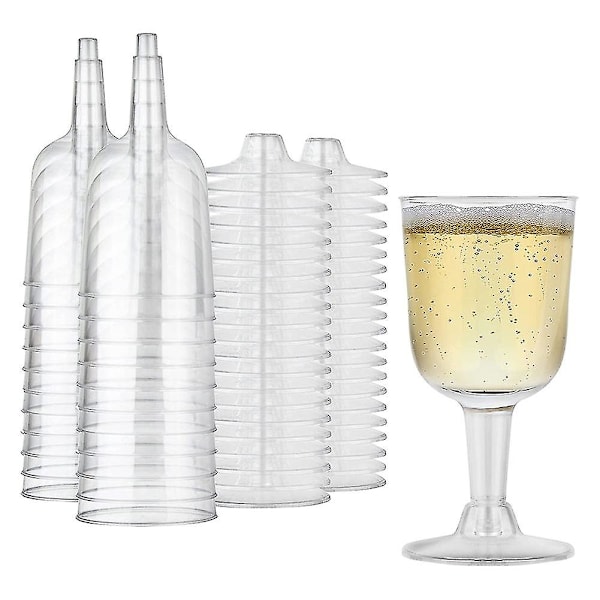 Clear Plastic Wine Glass Recyclable - Shatterproof Wine Goblet - Disposable & Reusable Cups for Champagne, Dessert 20Pcs  (FMY)