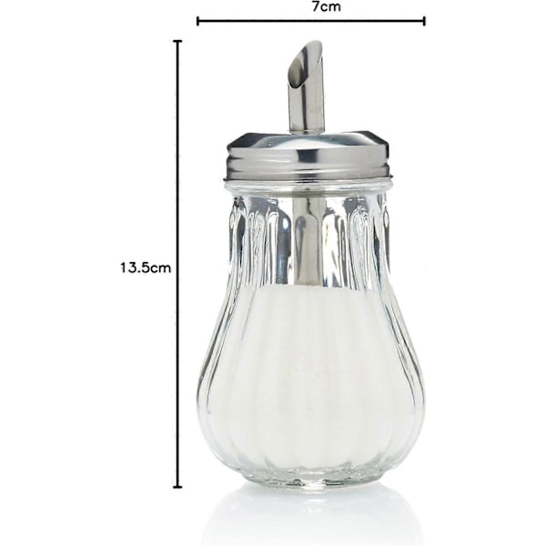 Sukkerdispenser, Retro Stil, Glass, 7 x 7 x 13.5cm (FMY)