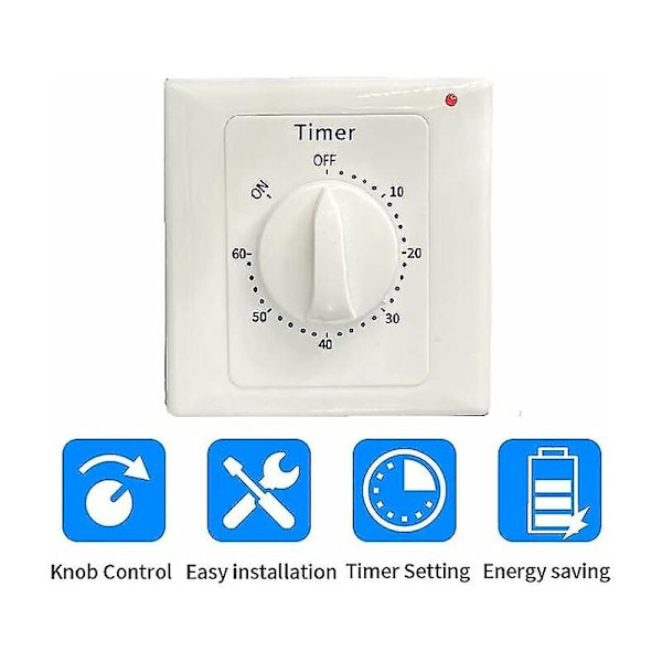 AC 220V Højtydende Pump Timer Switch Elektronisk Kontrol Mekanisk Nedtællings Stik Tidsafbryder-60min  (FMY)