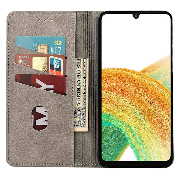 Samsung Galaxy A15 5G -puhelimen nahkainen lompakko-kotelo, seisova - Punainen (FMY) Grey Samsung Galaxy A15 5G