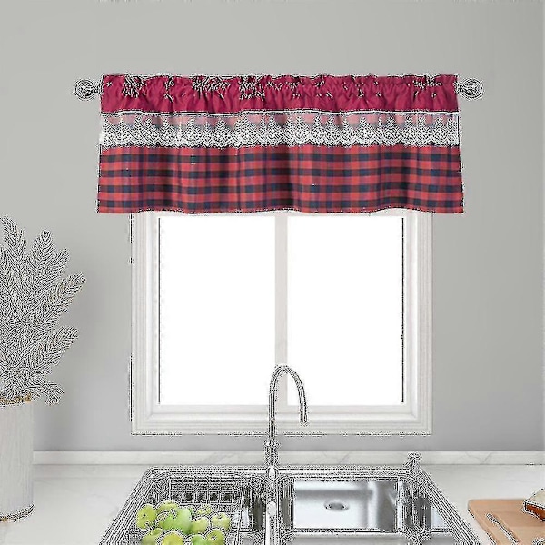 Kjøkkengardiner Dekor Vindusgardin Luksus Kafékappa Toppgardiner (FMY) Wine Red 74cmx90cm