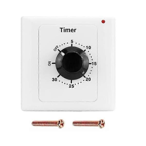 Timer Switch, AC 220V 15A Intelligent Mekanisk Nedräkningstimer Uttag Tidbrytare 86 Panel Timer Kontrollvred (30 Min) (FMY)
