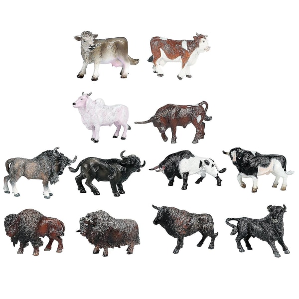 12 st nötkreatursfigur simulerad tjur realistiska djur Ko pedagogisk leksak (FMY)