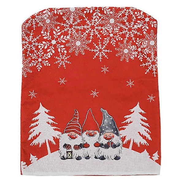 2 st julstolsryggar med dvärg och snöflinga, julstolsöverdrag, juldekoration -NMAOV  (FMY) Red