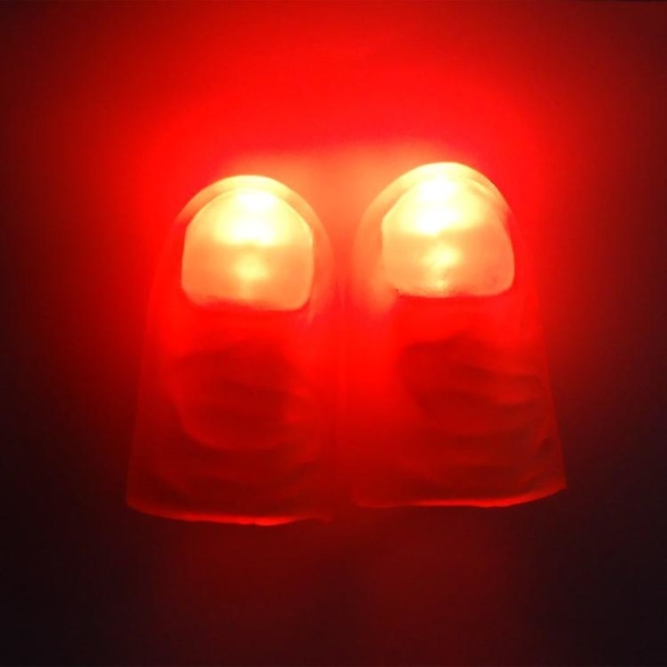 2 par Red Magic Finger Light Up Tumtips Led Finger Lamp Thumbs Light Party Magic Tricks (FMY)