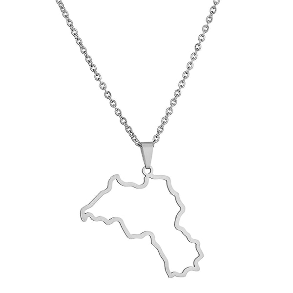 Rostfritt stål Kurdistan Map Hänge Halsband Kvinnor Män Mode Smycken Present (FMY) Silver Style 2