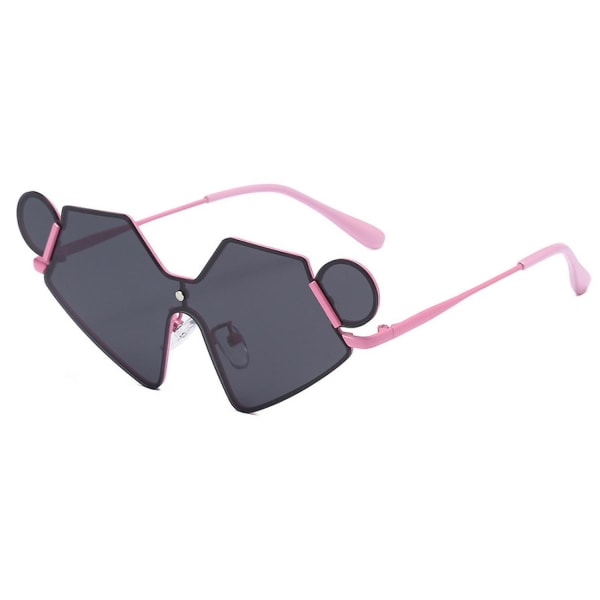 Mode Metal Børnetegnefilm Mickey Polariserede Solbriller Drenge Shape Briller Piger Foto Solbriller ---- pink Frame Grey Sheet (FMY)