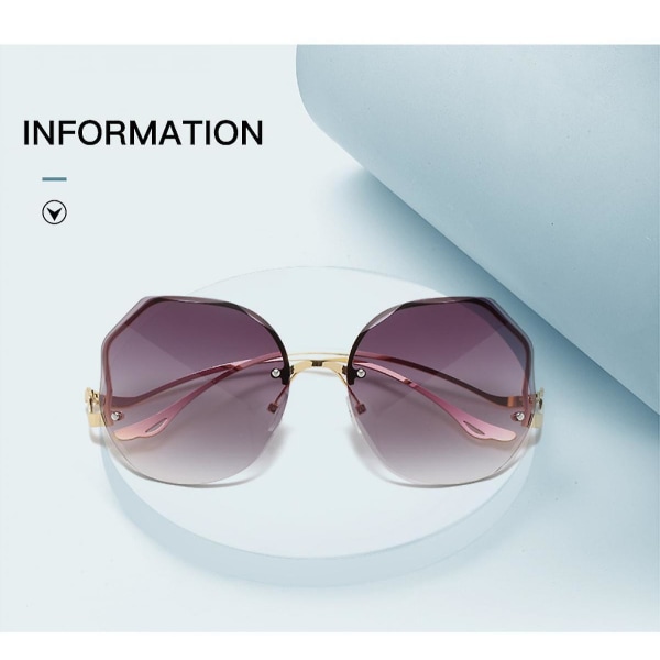Klassiske innfestede solbriller Metallramme Diamantskjærende linse Clear Eyewear Motesolbriller for kvinner (FMY)