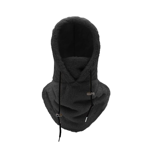 Unisex Talvipyöräilyhuppu Balaclava Vetoketjullinen Säädettävä Paksu Pehmeä Plussi Tuulenpitävä Lämpöä Säilyttävä Kasvojen Korvien Kaula Suoja Kylmällä Säällä S  (FMY) Black