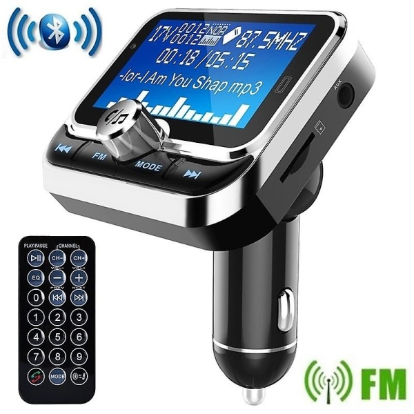 1,8 tums LCD FM-sändare Bluetooth bil mp3-spelare Handsfree trådlös sändare Radioadapter USB billaddare Fjärrkontroll (FMY)