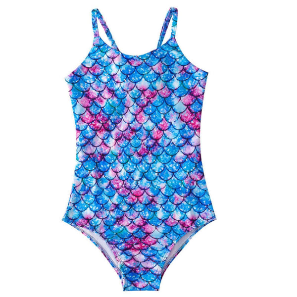 Mermaid Swimsuit Girls One Piece Swimsuit Spa Beach Badkläder --- Colorful Bsize 110 (FMY)