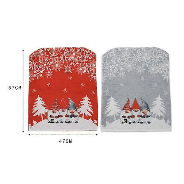 2 st julstolsryggar med dvärg och snöflinga, julstolsöverdrag, juldekoration -NMAOV  (FMY) Red