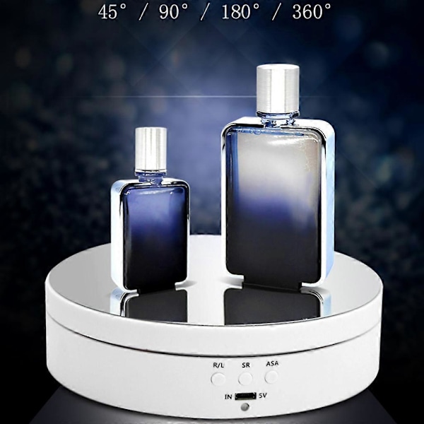 Elektriskt roterande displayställ med spegel, smyckeshållare, batteridriven USB-ström (FMY) White