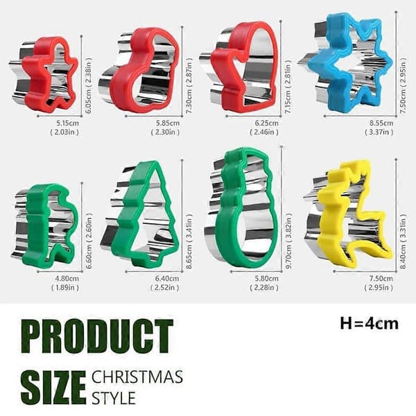Cookie Cutter 8 Stykker Bageforme Rustfrit Stål Snefnug Træ Peberkage Hjort Julemand Kageudstikker Til Cookie Kage (FMY)