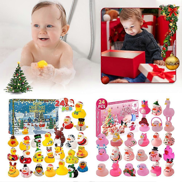 Jule-Gummibadeande Adventskalender Festival Tælling Ned Overraskelsesgaveæske til Mænd Kvinder (FMY) 966