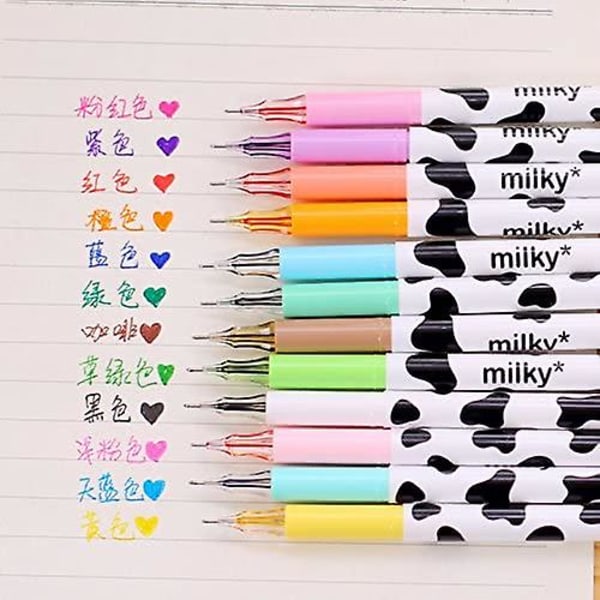 Färgglad söt diamantgelpenna Candy Color Milky Cow Pens Set Skriva Kawaii Stationery School Office Supplies (FMY)