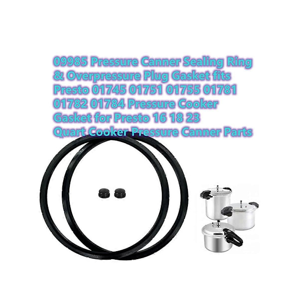 09985 Tætningsring til trykkoger & Overryksprop Pakning Passer til Presto 01745 01751 01755 01781 01 (FMY) Black