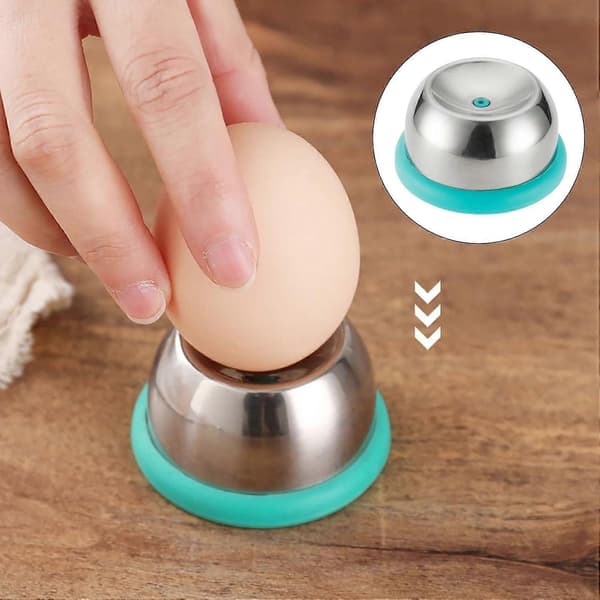 Eggplukker i rustfritt stål med base, oppvaskmaskinsikker eggkutter for hardkokte egg, solid egg-hullpunch kjøkkenredskap (FMY)