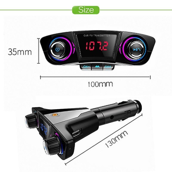 Dual Usb Multifunction Car Fm Transmitter Mp3 Bluetooth Player Car Charger Bluetooth Hands-free Fm Transmitter  (FMY)