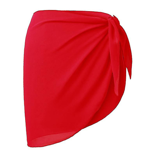 Naisten lyhyt sarongit ranta kääre läpikuultava bikinit kääreet sifonki peitot uimapuvut  (FMY) bright red