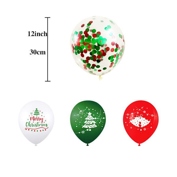 16 st stora 12 tum julballonger med paljetter - Levande dekorativa ballonger för fest, bröllop och semesterdekoration - Lätt att blåsa upp (FMY) 16pcs