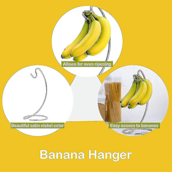 Banaaniteline Moderni Banaaniteline Puun Muotoinen Koukku Keittiötasolle, Satiini Nikkeli Banaaniteline (FMY)