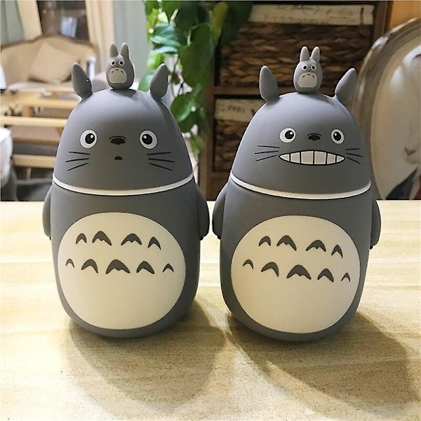 248 ml Termosflaska i Rostfritt Stål med Totoro-Motiv, Bärbar Anime Termoskopp och Mugg, Vakuumflaska (FMY) Grey daimeng