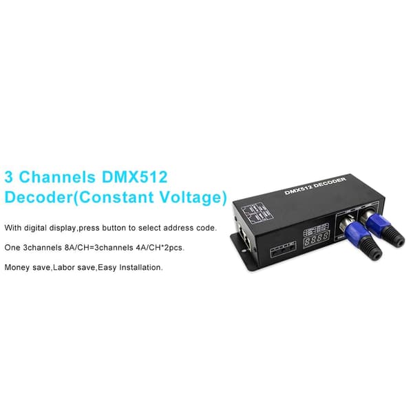 Dmx Led Controller Led Dmx 512 Dekoder Dimmer Driver Dc12v-24v Til Led Rgb Bånd Eller Lys (3 Kanaler (FMY) As Shown