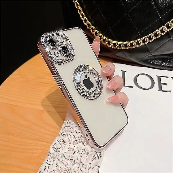 För Iphone 14 Pro Max Luxury Plating Flash Diamond Silikon Phone case För Iphone 11 12 13 14 Plus Hollow Out Rhinestone Cover (FMY) Pink Plating Case For 13 Pro Max