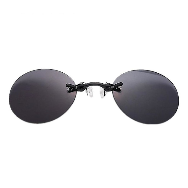 Kiinnittettävät Nenälasit Pyöreät Kehyksettömät Matrix Morpheus Aurinkolasit Mini Kehyksettömät Vintage Miesten Silmälasit Uv400  (FMY) Black
