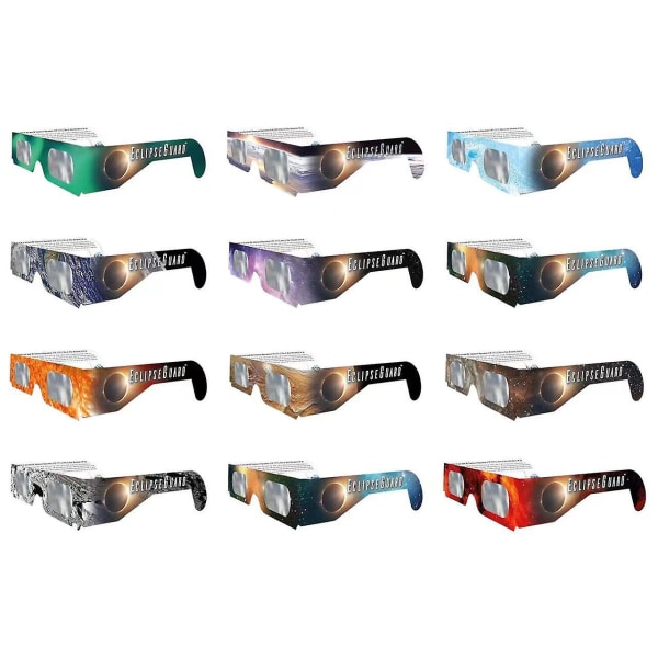 6/12 st Solglasögon för solförmörkelse 2024, CE & ISO 12312-2 Standard Certifierade Pappersglasögon, Godkända för direkt solvisning (FMY) 12 Pcs