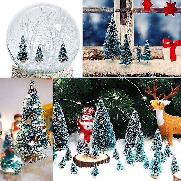50 stk Miniatyr Kunstige Juletre Små Snø Frost Trær Furu (FMY)