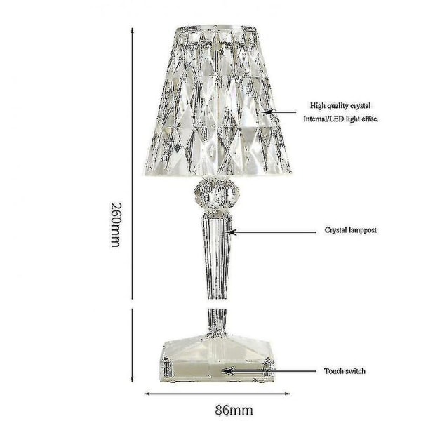 Natlampe, Akryl Bordlampe, Genopladelig Projektionsnatlampe, Italiensk Design Kartell (en Styk)  (FMY)