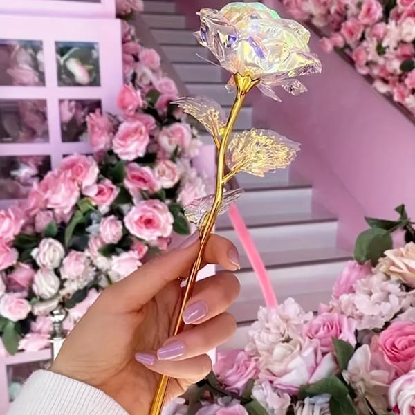 10 stk. Levende Galaxy Rose Kunstige Blomster - Regnbuefarve, Gradient Effekt, Langvarig, Realistiske Blomsterblade - Perfekte Gaver til Morsdag (FMY) 10pcs