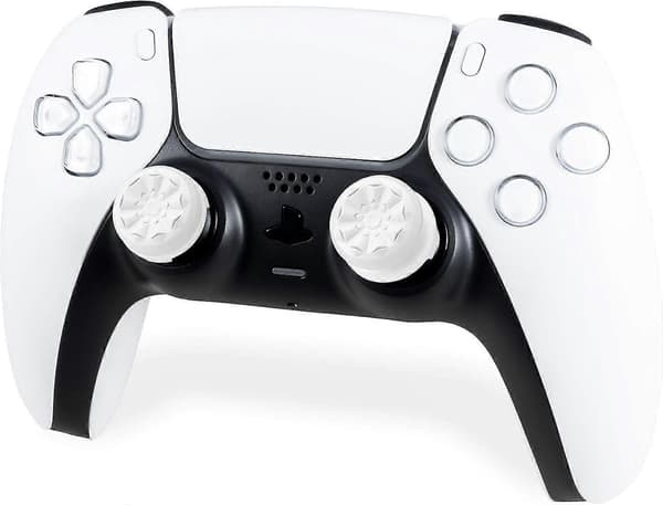 2 stk. Performance Thumbsticks til PS5/PS4, 1 høj, 1 mellemhøj, Performance Thumbsticks Thumbstick Udskiftning til PS5 & PS4 Controller (FMY) White