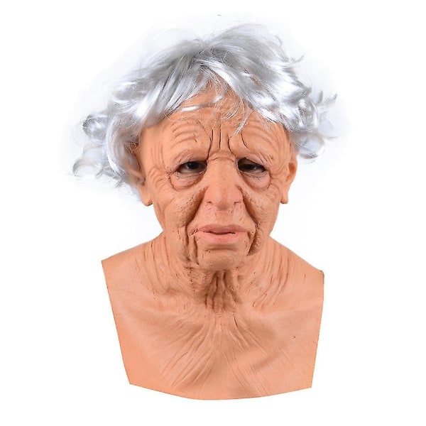 Mormor Morfar Ansiktsperuk Halloween Mask Kostym Festival Cosplay Festmaterial Masque Skrämmande vuxna barn (FMY) Grandma