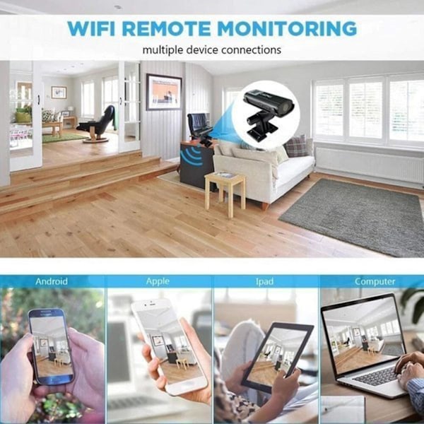 Langaton WiFi-kamera 1080P Turvakamera Valvontakamera Liiketunnistus Yönäkö Ladattava (FMY) Black With 32GB TF Card