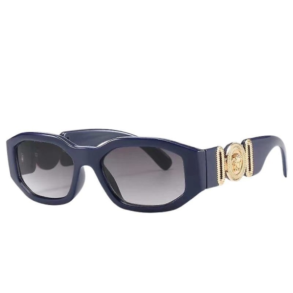 Wekity Trendiga oregelbundna rektangulära solglasögon Uv-skydd Hexagon Horned Rim Thick Fashion Shades (FMY)