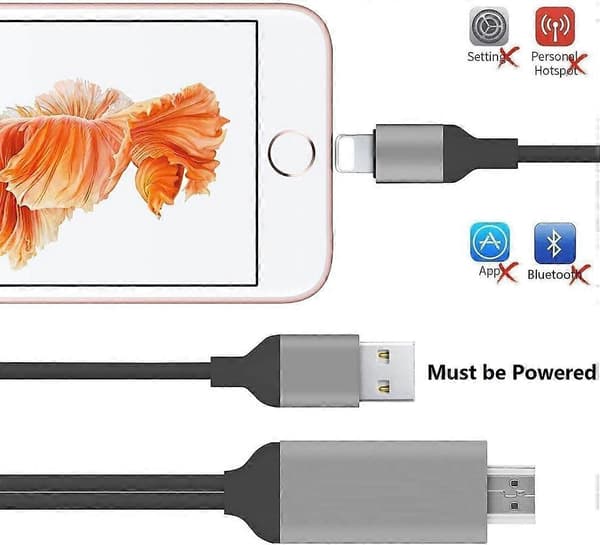 Lightning til HDMI-kabeladapter Kompatibel med iPhone, 1080P Digital synkroniseringsskjerm lydvideoadapter (FMY)