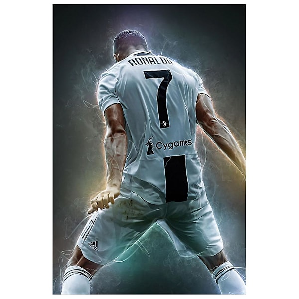 Fodboldsuperstjernen Cristiano Ronaldo Poster Lærredskunst Soveværelse Vægindretning Børn Inspirerende Gave Uden ramme: 15,7x23,6 tommer (40x60 cm)  (FMY) B